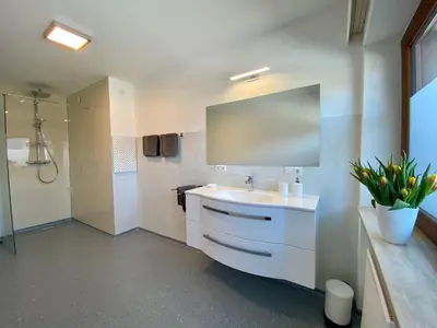 Ein Badezimmer in der Unterkunft Appartement Haus Seerose
