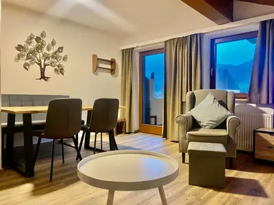 Ein Sitzbereich in der Unterkunft Appartement Haus Seerose