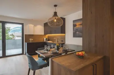 Küche/Küchenzeile in der Unterkunft Thalhof Apartments