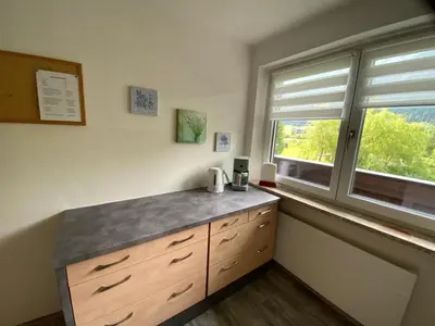 Küche/Küchenzeile in der Unterkunft Apartment Wildalmblick
