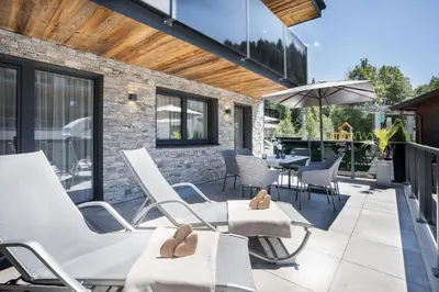 Ein Sitzbereich in der Unterkunft Ellmauer Hex Appartements