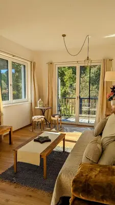 Ein Sitzbereich in der Unterkunft Boutique-Apartments Familie Jarosch Fieberbrunn 