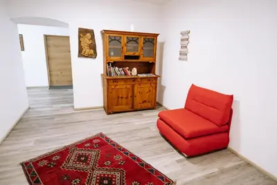 Ein Sitzbereich in der Unterkunft Gasthof Franziskibad