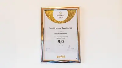 Ein Zertifikat, Auszeichnung, Logo oder anderes Dokument, das in der Unterkunft Starmacher Hof ausgestellt ist