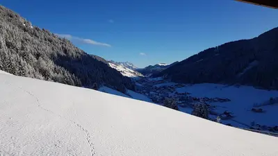 Ein allgemeiner Bergblick oder ein Berglick von der Pension aus