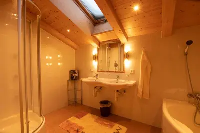 Ein Badezimmer in der Unterkunft Ferienwohnung Schatzberg Panorama WILD445