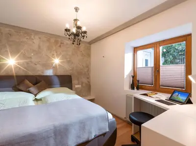 Ein Bett oder Betten in einem Zimmer der Unterkunft abacus-Ferienwohnung
