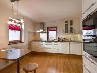 Küche/Küchenzeile in der Unterkunft abacus-Ferienwohnung