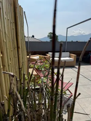 Ein allgemeiner Bergblick oder ein Berglick von des Ferienhauses aus