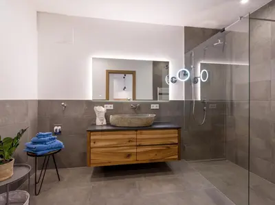Ein Badezimmer in der Unterkunft Apartment Liebelei am See - Traumblick aufs Kaisergebirge - nur ein Katzensprung zum See