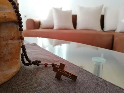 Ein Sitzbereich in der Unterkunft Ferienwohnung Oberkofler