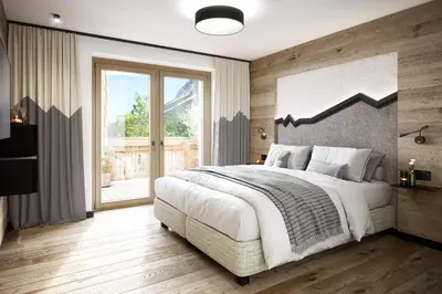 Ein Bett oder Betten in einem Zimmer der Unterkunft Mei.Berg premium view Appartements