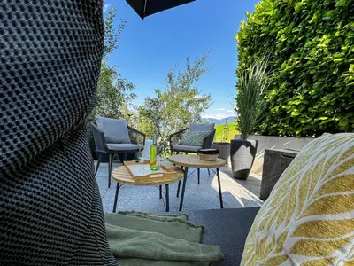 Ein Sitzbereich in der Unterkunft Mid Mountain Apartment Tirol