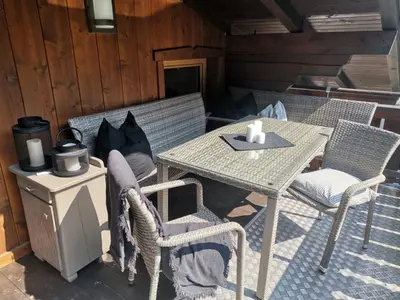 Ein Sitzbereich in der Unterkunft Appartment Lechner