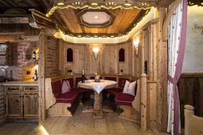 Ein Sitzbereich in der Unterkunft Luxus Chalet Bischofer- Bergwelt