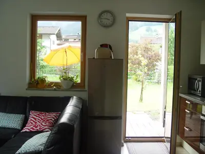 Ein Sitzbereich in der Unterkunft Appartement Birgla