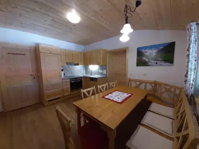 Küche/Küchenzeile in der Unterkunft Apartments Teglbauernhof, Hütte, Chalet, Mobilheim, Appartement, Ferienwohnung, Pension, Urlaub