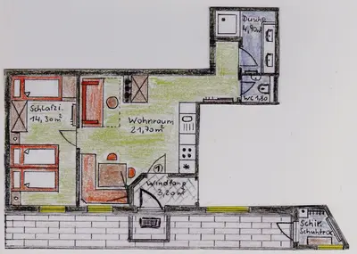 Grundriss der Unterkunft Apartment Schneeberger