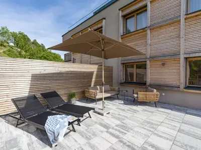 Ein Balkon oder eine Terrasse in der Unterkunft Apartment Hideaway - Stylisch, ruhig, Topausstattung, Infrarotsauna, Dachterrasse
