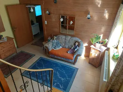 Ein Sitzbereich in der Unterkunft Ferienwohnung Schwarzl