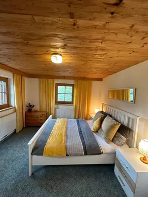 Ein Bett oder Betten in einem Zimmer der Unterkunft Mountain chalet