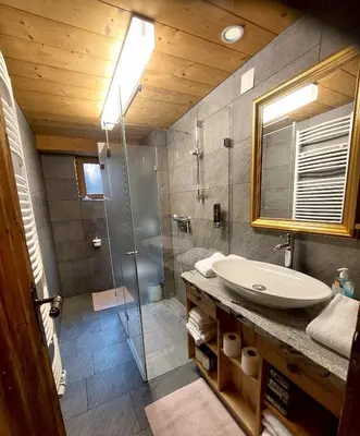 Ein Badezimmer in der Unterkunft Appartement Rossalm mit Sauna