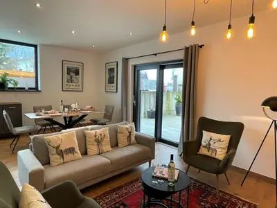 Ein Sitzbereich in der Unterkunft Apartment Panoramablick by Interhome