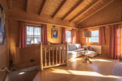 Ein Sitzbereich in der Unterkunft Chalet Obenland Panorama Aussicht Kitzbühler Alpen