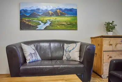 Ein Sitzbereich in der Unterkunft Appartement Mountain & Fun