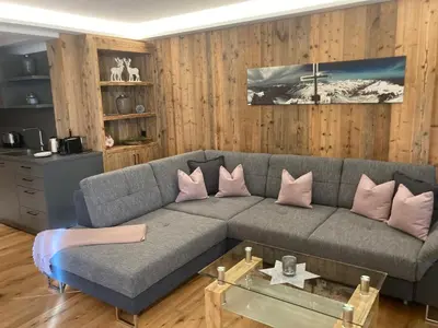 Ein Sitzbereich in der Unterkunft Lodge14