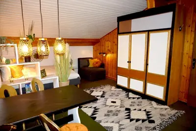 Ein Sitzbereich in der Unterkunft Goldspecht - Boho Appartements