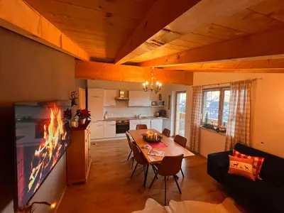 Küche/Küchenzeile in der Unterkunft Ferienhaus Zillertal Panorama Blick Balkon Sauna