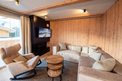 Ein Sitzbereich in der Unterkunft Filzsteinresort Wohnungen Top 1