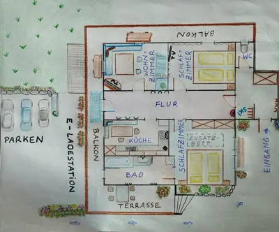 Grundriss der Unterkunft Ferienwohnung Ehrensberger