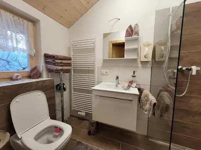 Ein Badezimmer in der Unterkunft Ferienhaus Maria´s Hoamatl