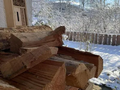 Haus am Bach im Winter