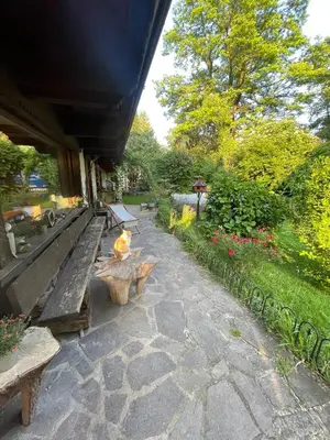 Ein Garten an der Unterkunft Haus am Bach
