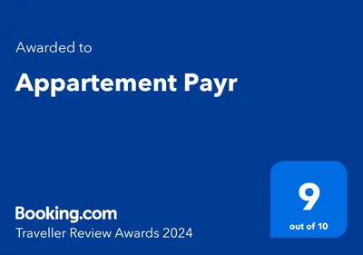 Ein Zertifikat, Auszeichnung, Logo oder anderes Dokument, das in der Unterkunft Appartement Payr ausgestellt ist